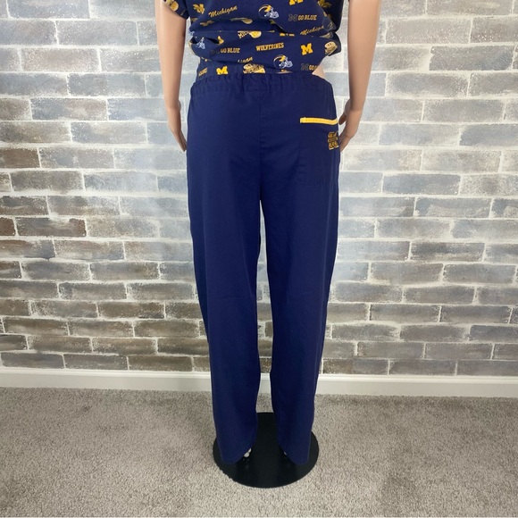 Scrub Dudz Michigan Wolverine Drawstring Scrub Pants Blue & Maize Size Medium - Picture 6 of 9